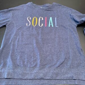 Wild Fox Embroidered Scripted “SOCIAL” long-sleeved sweatshirt
